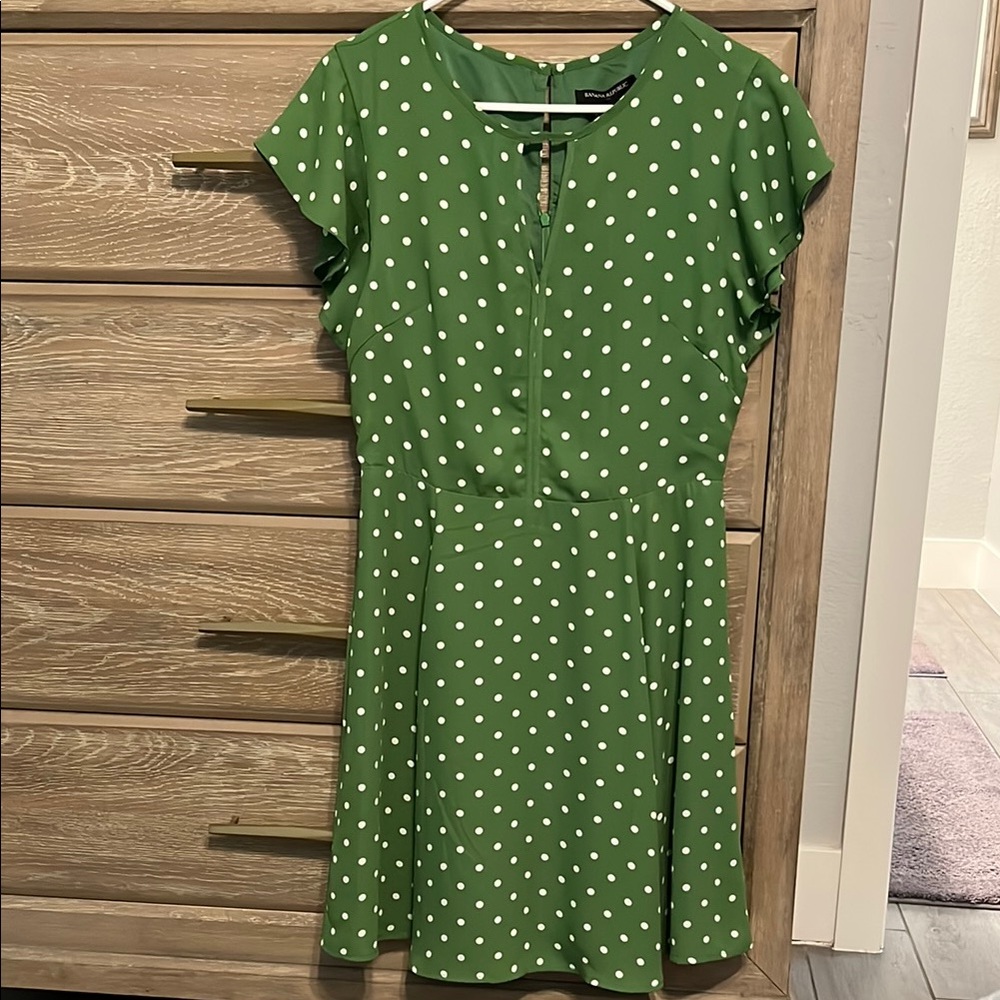 Banana Republic Chic Stylish Polka Dot Dress Green Size 6 NWT
